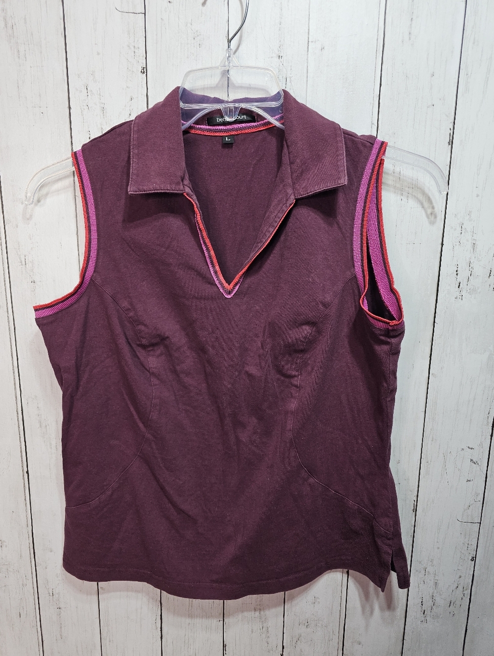 Bette & Court Women's Maroon Sleeveless Cotton Blend Shirt Size Large Tank Top.